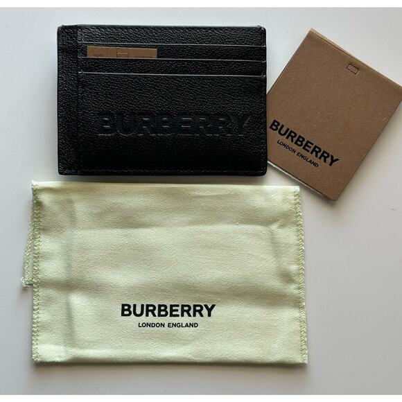 NWT $350 Burberry Logo Embossed Grained Leather Black Card Case 8052878 - Picture 6 of 8